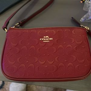 NWOT coach red signature leather wristlet